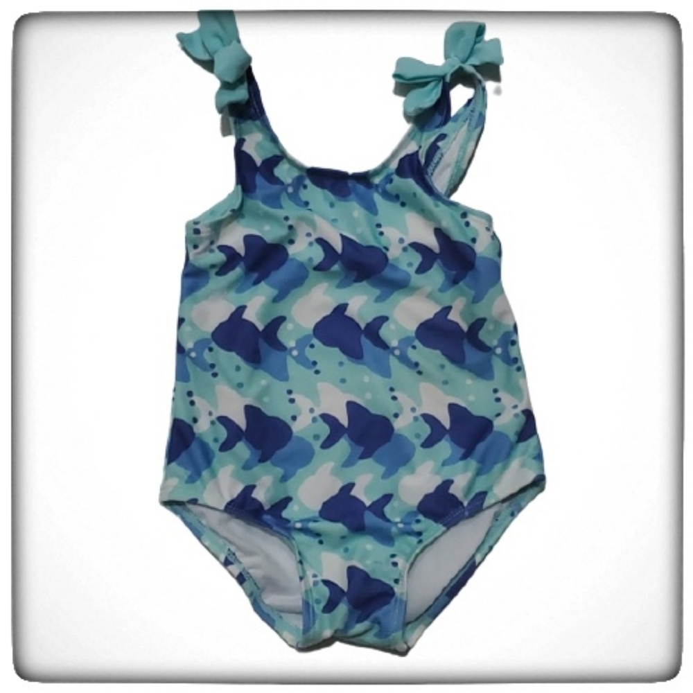 Gymboree Girls Fish 1 Piece Swim Suit-18/24M